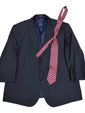 DANIEL HECHTER WOOL Blazer Sport Coat & TIE Grey Business Formal Jacket Mens 56R